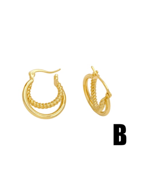 CC Brass Geometric Minimalist Huggie Earring 4