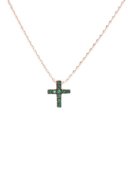 My Model Copper Cubic Zirconia Multi Color Cross Minimalist Regligious Necklace 2