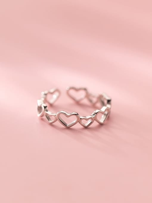 Rosh 925 Sterling Silver Hollow Heart Minimalist Band Ring 1