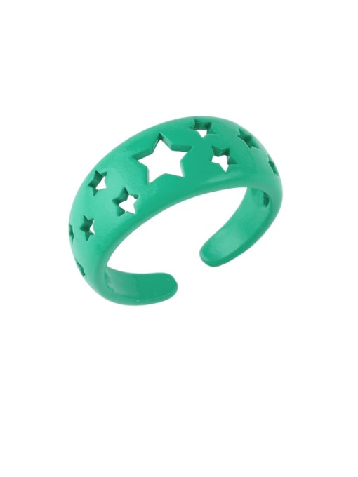 green Brass Star Hip Hop Band Ring