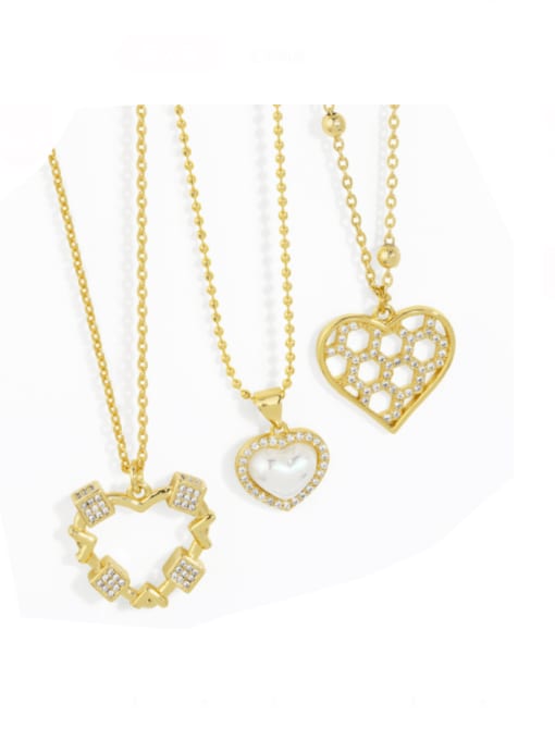 CC Brass Cubic Zirconia  Trend Heart Pendant Necklace 0