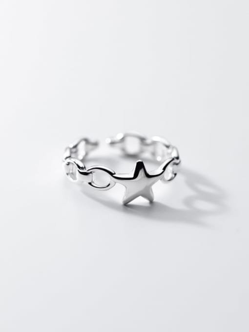 Rosh 925 Sterling Silver Star Minimalist Hollow Chain Band Ring 3