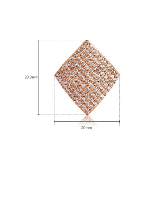BLING SU Copper Cubic Zirconia Square Dainty Stud Earring 2