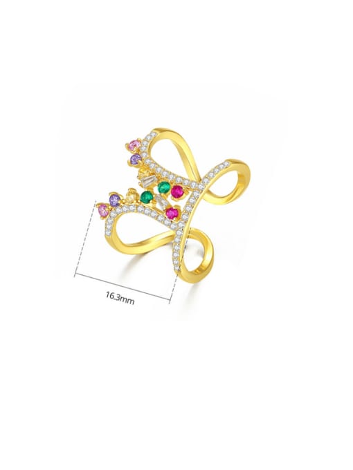 R22091801 Mc Brass Cubic Zirconia Geometric Luxury Stackable Ring