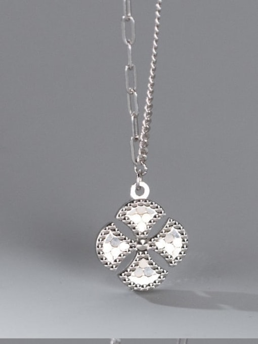 Silver 925 Sterling Silver Flower Minimalist Necklace