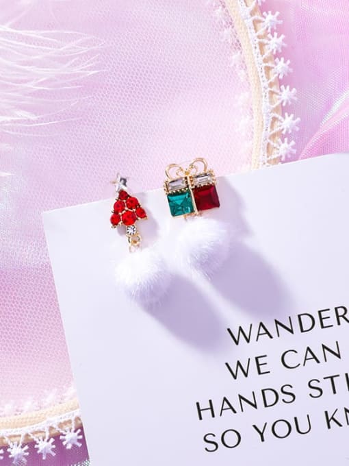 F Mangrove gift snowball Alloy Enamel Christmas Seris Cute Stud Earring