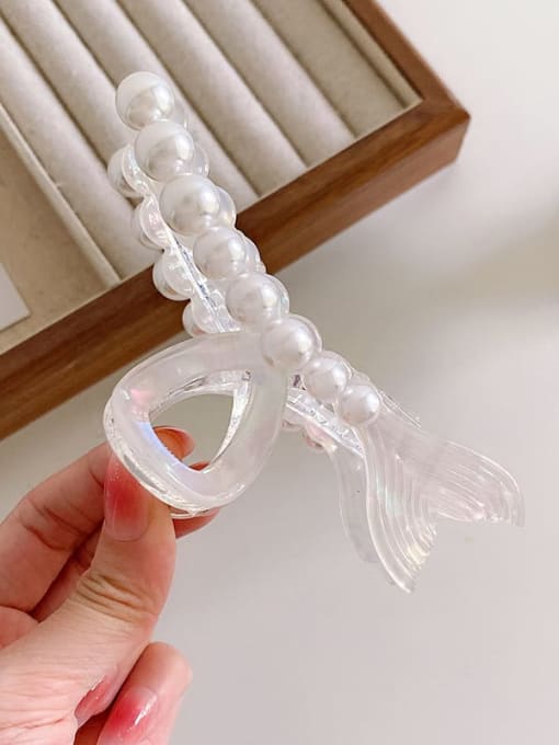 White 11.6cm Cellulose Acetate Trend Fish Imitation Pearl Jaw Hair Claw