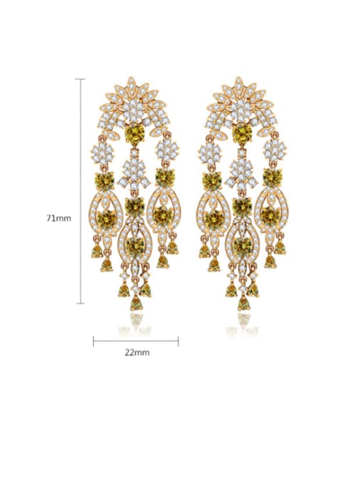 BLING SU Copper  Luxury Cubic Zirconia Flower Chandelier Earring 1