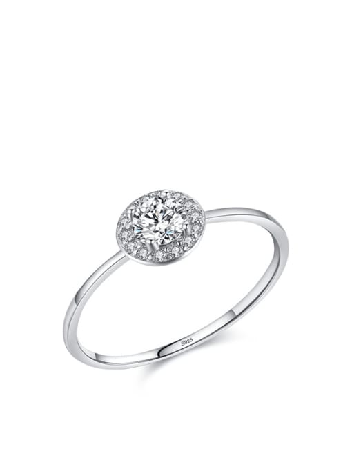 S925 Sterling Silver 925 Sterling Silver Cubic Zirconia Round Dainty Band Ring