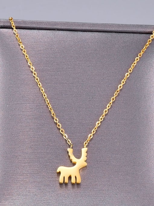 A TEEM Titanium smooth Deer Minimalist Pendant Necklace 1