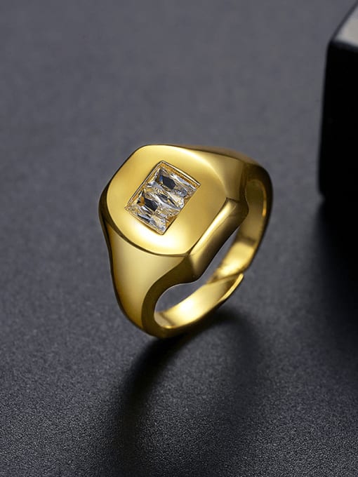 18K T17B18 Brass Rhinestone Geometric Minimalist Band Ring