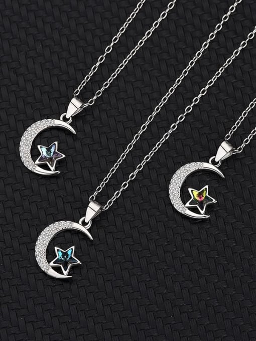 BC-Swarovski Elements 925 Sterling Silver Austrian Crystal Moon Classic Necklace 3