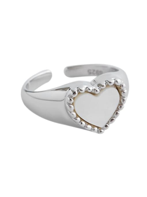 DAKA 925 Sterling Silver Shell Heart Minimalist Band Ring 4