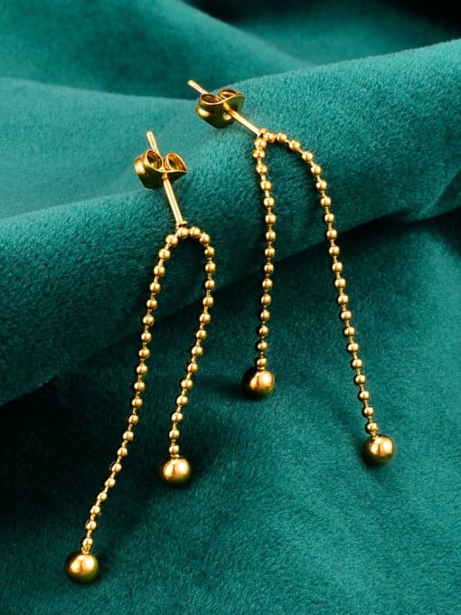 A TEEM Titanium Minimalist peas round beads tassel earrings 2
