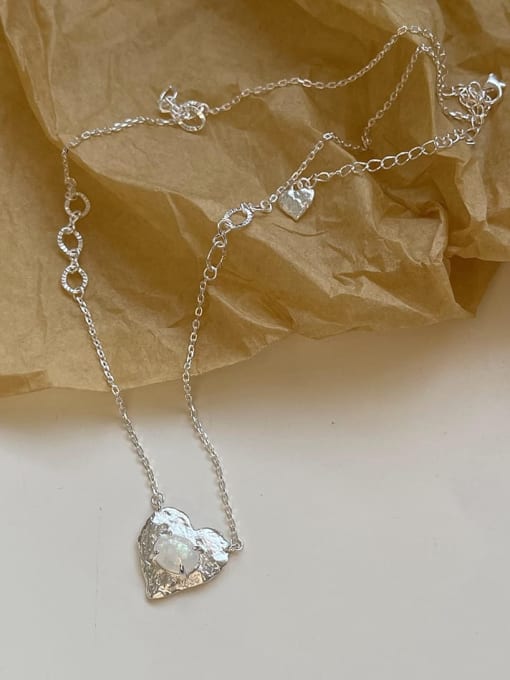 Boomer Cat 925 Sterling Silver Heart Minimalist Bead Chain Necklace