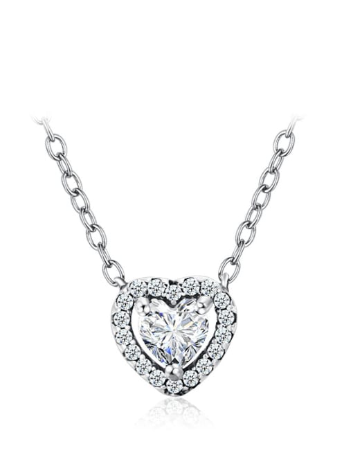 MODN 925 Sterling Silver Cubic Zirconia Classic Heart Pendant Necklace 0