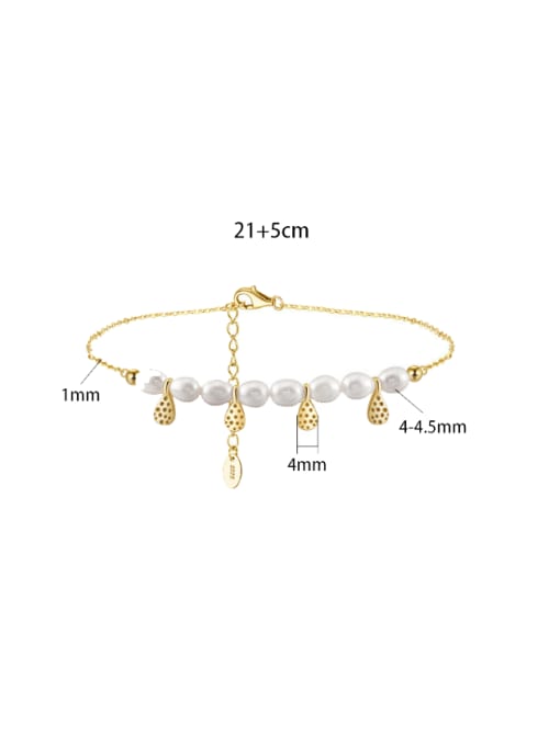 RINNTIN 925 Sterling Silver Freshwater Pearl Water Drop Minimalist  Anklet 2