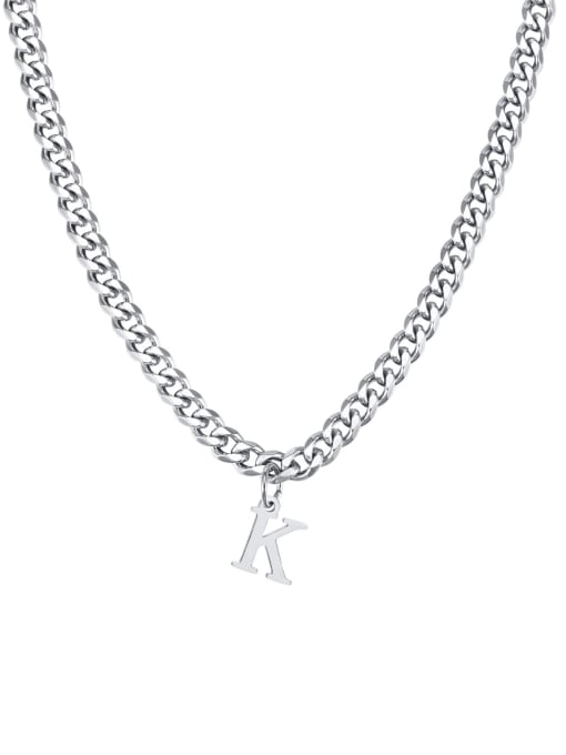 K Stainless steel Letter Hip Hop Hollow Chain Necklace