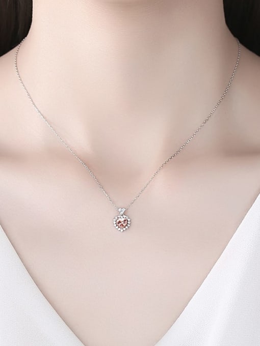 CCUI 925 Sterling Silver Cubic Zirconia Heart Dainty Necklace 1