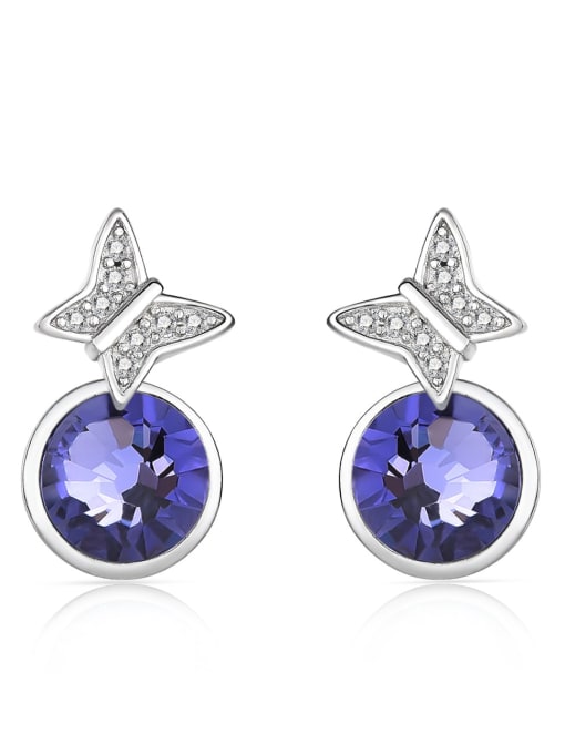 JYEH 006 (purple) 925 Sterling Silver Austrian Crystal Butterfly Classic Stud Earring