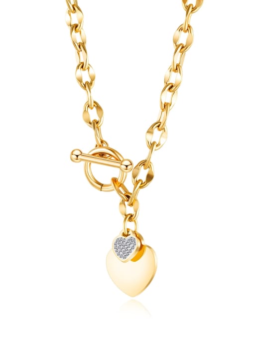 1623 gold Titanium Heart Minimalist  pendant Necklace