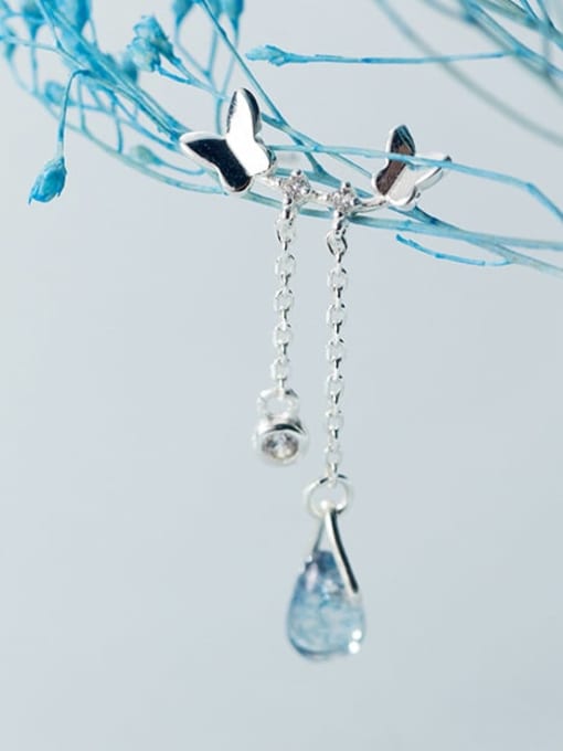 Rosh 925 Sterling Silver Water Drop Minimalist Threader Earring 3