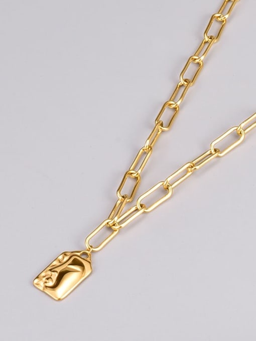 A TEEM Titanium Steel Geometric Vintage Hollow Chain Necklace 0