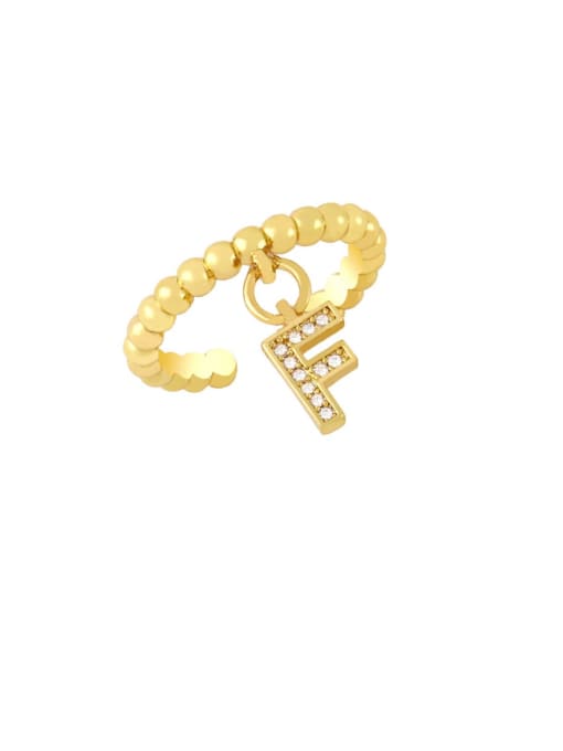 CC Brass Cubic Zirconia Letter Trend Band Ring 3