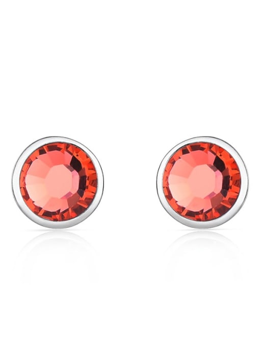 JYEH 002 (light red) 925 Sterling Silver Austrian Crystal Geometric Classic Stud Earring