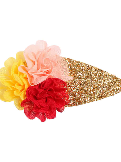 1 three color safflower cone Alloy Fabric Cute Irregular Multi Color Hair Barrette