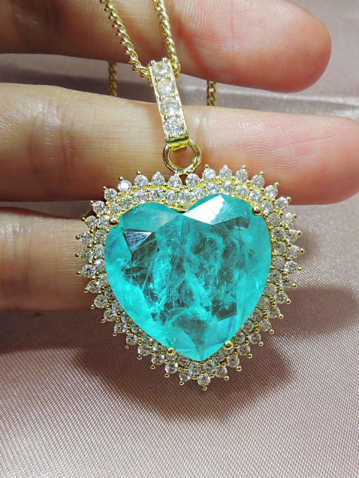 Pendants Brass Cubic Zirconia Heart Luxury Necklace