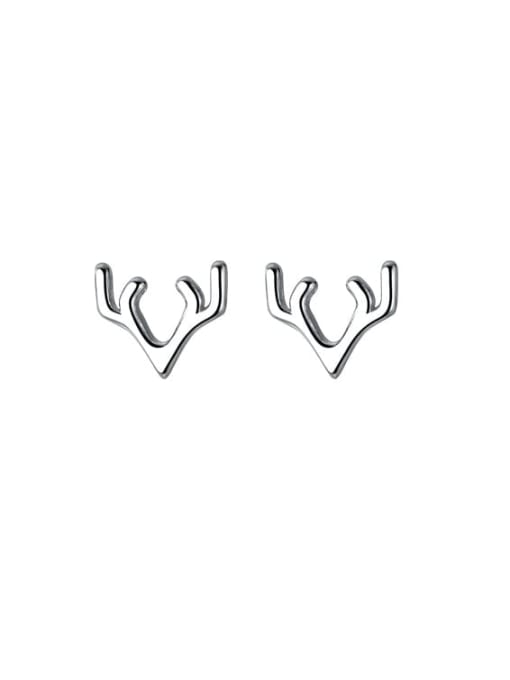 Rosh 925 Sterling Silver  Minimalist Antlers Stud Earring 0