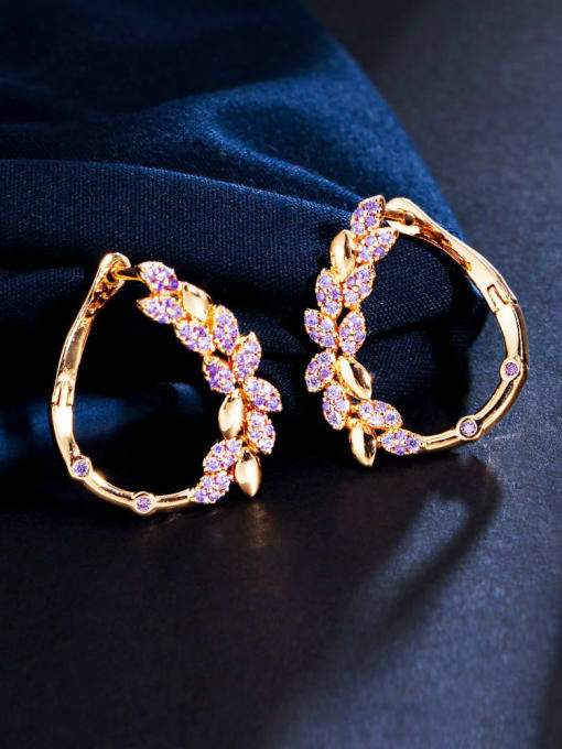 L.WIN Brass Cubic Zirconia Flower Luxury Cluster Earring 0