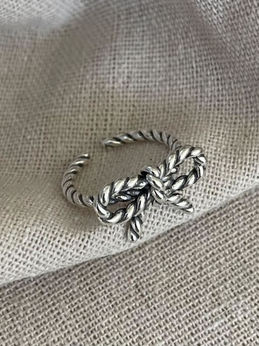 Boomer Cat 925 Sterling Silver Bowknot Vintage Band Ring 1
