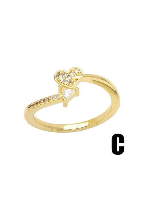 C Brass Cubic Zirconia Butterfly Heart Vintage Band Ring
