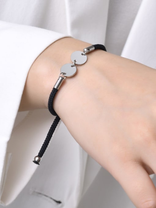 CONG Stainless steel Artificial Leather Geometric Minimalist Adjustable Bracelet 1