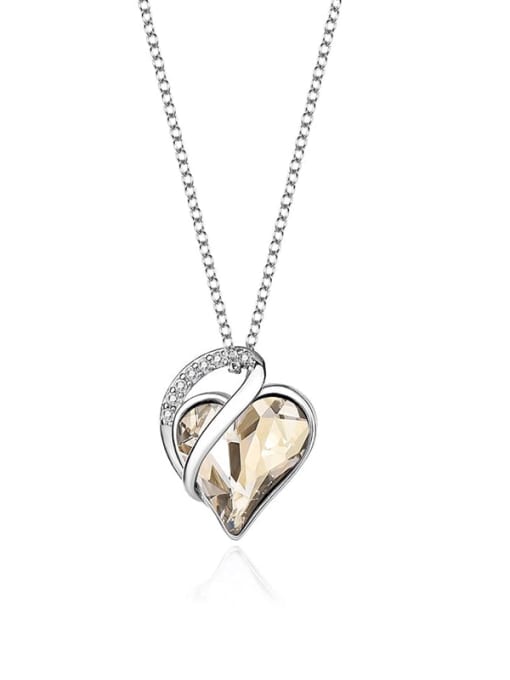 JYXZ 023 (coffee) 925 Sterling Silver Austrian Crystal Heart Classic Necklace
