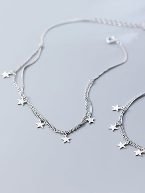 Rosh 925 Sterling Silver Star Trend Double-layer Charm Bracelet 1