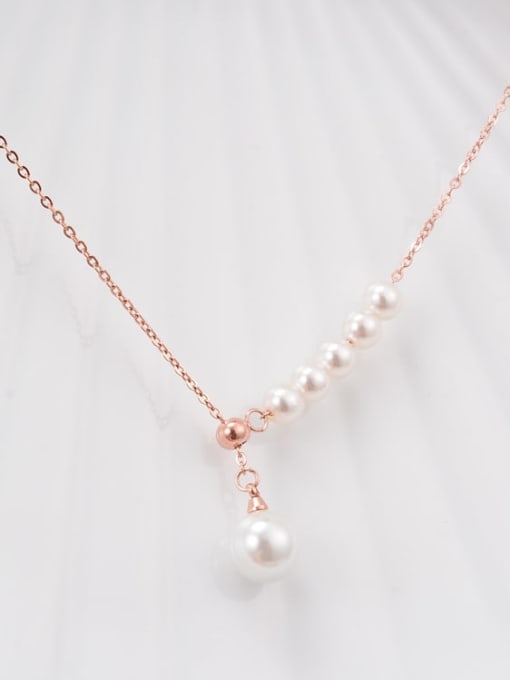 A TEEM Titanium Imitation Pearl White Tassel Trend Lariat Necklace 1