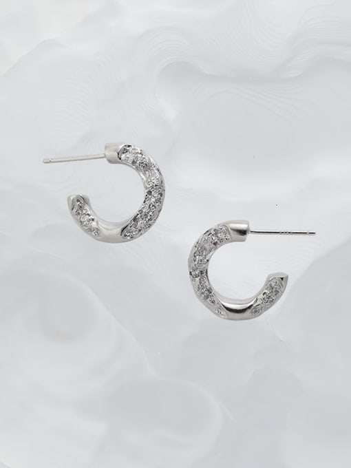 DAKA 925 Sterling Silver Cubic Zirconia Geometric Vintage Stud Earring 1