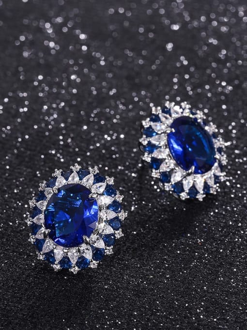 Lanbao earrings Brass Cubic Zirconia Luxury Geometric Earring Ring and Necklace Set