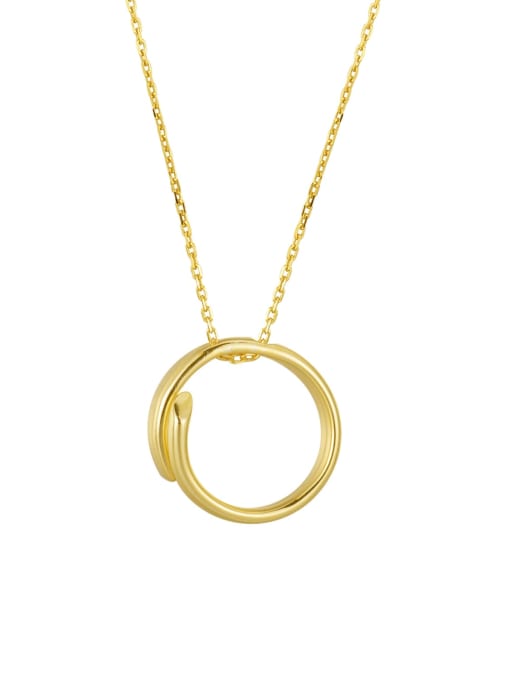 18K Gold Circle Silver Necklace 925 Sterling Silver Geometric Minimalist Necklace