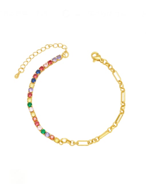 Mixed color Brass Cubic Zirconia Geometric Minimalist Bracelet