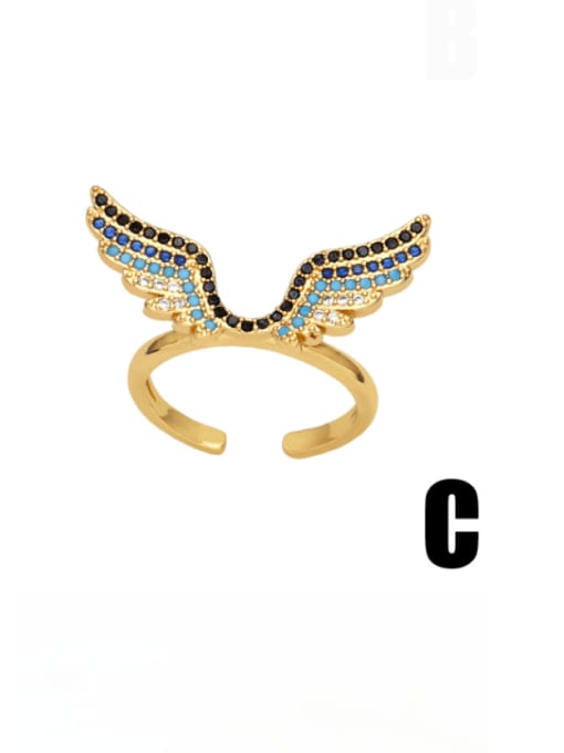 C Brass Cubic Zirconia Wing Vintage Band Ring