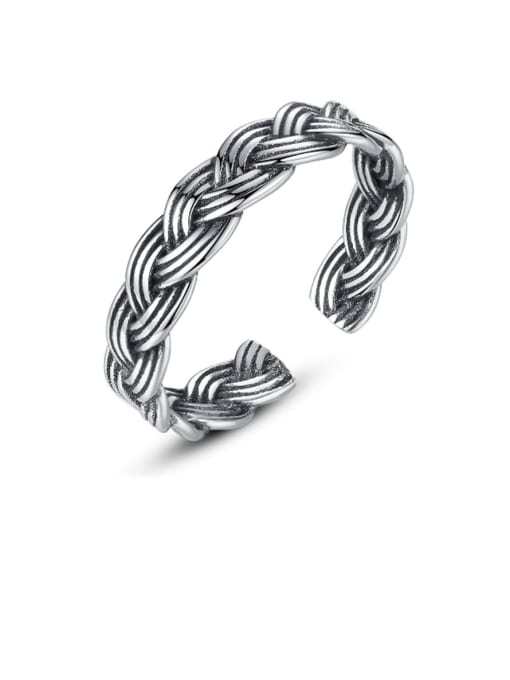 CCUI 925 Sterling Silver Irish Vintage Multi Stripe Twist Free Size ring 0