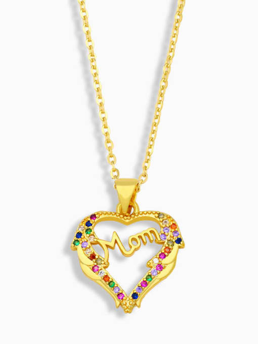 CC Brass Cubic Zirconia  Minimalist Letter Heart Pendant  Necklace 0