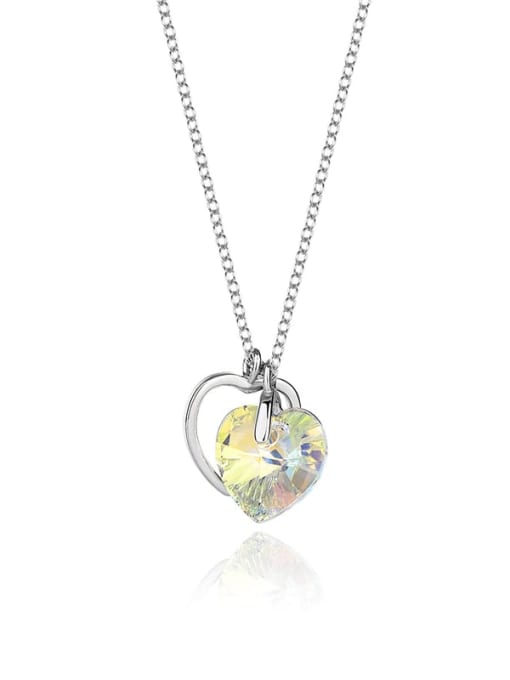 JYXZ 008 (gradient gold) 925 Sterling Silver Austrian Crystal Heart Classic Necklace