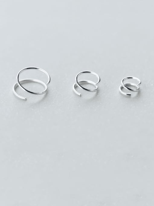 Rosh 925 Sterling Silver Round Minimalist Double layer Stud Earring 0