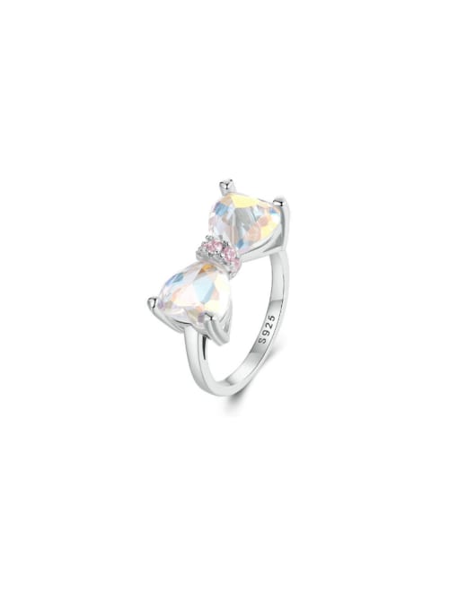 Jare 925 Sterling Silver Cubic Zirconia Bowknot Dainty Band Ring