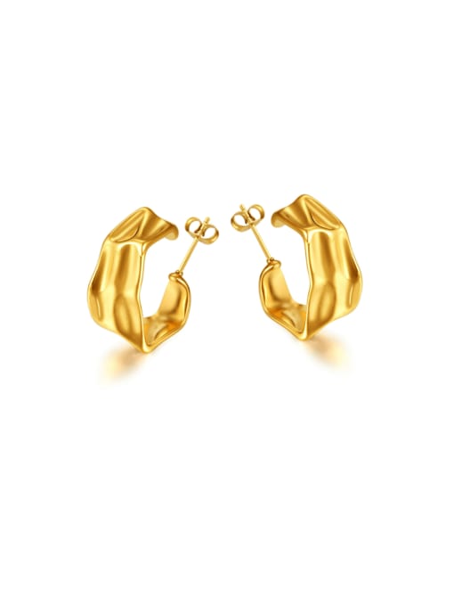 816 steel earrings gold Titanium Steel Geometric Minimalist Huggie Earring